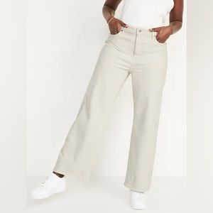 old navy extra high waisted sky hi wide leg ecru jeans
